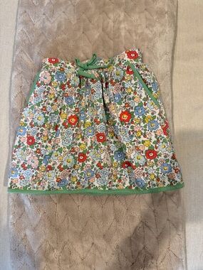 Girls Floral A-Line Skirt with Green Trim
